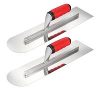 HARFINGTON 2 PCS Single Round Drywall Trowel 16" x 4", 402 Stainless Steel Concrete Finishing Trowel Art Paint Plastering Hand Tools with TPE Grip, for Concrete Cement, Silver