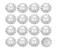 HARFINGTON 200pcs Pearl Rhinestone Button 12mm Sew on Rhinestone Vintage Faux Pearls Metal Claw Flatback Sewing for DIY Crafts Dress Clothing Shoes Bag Decorations Accessories, White-Silver
