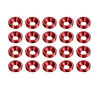 HARFINGTON 20pcs Countersunk Washer M3 Anodized Aluminum Alloy Finishing Washers, Screw Gaskets for Mechanical Accessories Parts, Red