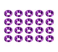 HARFINGTON 20pcs Countersunk Washer M3 Anodized Aluminum Alloy Finishing Washers, Screw Gaskets for Mechanical Accessories Parts, Purple