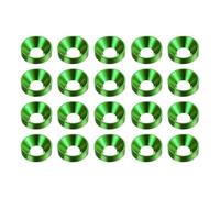 HARFINGTON 20pcs Countersunk Washer M4 Anodized Aluminum Alloy Finishing Washers, Screw Gaskets for Mechanical Accessories Parts, Green