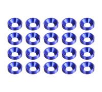HARFINGTON 20pcs Countersunk Washer M5 Anodized Aluminum Alloy Finishing Washers, Screw Gaskets for Mechanical Accessories Parts, Blue