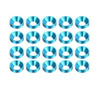 HARFINGTON 20pcs Countersunk Washer M5 Anodized Aluminum Alloy Finishing Washers, Screw Gaskets for Mechanical Accessories Parts, Sky Blue