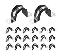 HARFINGTON 20pcs M30 Stainless Steel Rubber Pipe Strap, EPDM Cushioned Cable Clamp U-Tube Strap Clip Plastic Cushioned Insulated Clamp for Automotive Industrial Marine Household