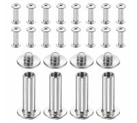 HARFINGTON 20set Chicago Screw M4x17mm 6mm Length Metal Phillips Nail Rivet Stud Bolts Rivets Binding Post Screw for DIY Leather Belt Bag Craft Bookbinding, Silver