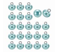HARFINGTON 24pcs 16L Round Faux Pearl Buttons 10mm 3/8" Half Ball Dome Metal Shank Sewing Buttons Replacement DIY Small Button for Clothing Bridal Wedding Dress DIY Crafts, Light Blue