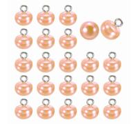 HARFINGTON 24pcs 16L Round Faux Pearl Buttons 10mm 3/8" Half Ball Dome Metal Shank Sewing Buttons Replacement DIY Small Button for Clothing Bridal Wedding Dress DIY Crafts, Orange