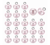 HARFINGTON 24pcs 16L Round Faux Pearl Buttons 10mm 3/8" Half Ball Dome Metal Shank Sewing Buttons Replacement DIY Small Button for Clothing Bridal Wedding Dress DIY Crafts, Light Pink