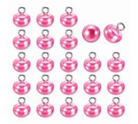 HARFINGTON 24pcs 16L Round Faux Pearl Buttons 10mm 3/8" Half Ball Dome Metal Shank Sewing Buttons Replacement DIY Small Button for Clothing Bridal Wedding Dress DIY Crafts, Rose Red