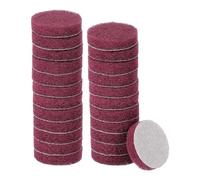 HARFINGTON 24pcs Scrubber Scouring Pads 400 Grits 2 Inch Drill Power Brush Hoop and Loop Surface Conditioning Disc Drill Scuffing Disc Scrub Pads for Home Kitchen Cleaning, Red