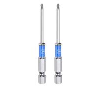 HARFINGTON 2pcs #1 Impact Phillips Screwdriver Bit PH1 1/4" Hex Shank 3" (75mm) Long 0.12" Rod Magnetic Cross Head Drill Bits S2 Steel Upgraded Mirror Polishing Power Screw Driver Tool