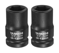 HARFINGTON 2pcs 6 Point Deep Impact Socket 3/4" Drive 20mm Metric CR-V Steel Hex Nut Bolt Sockets 2.4" Long for Auto Machine Repair