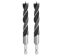 HARFINGTON 2pcs Brad Point Drill Bits Set 1/2" Dia High Carbon Steel Spiral Wood Twist Drill Bits with 1/4" Hex Shank for Drilling Softwood Hardwood Composite Wood MDF Plywood Particleboard