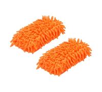 HARFINGTON 2pcs Car Wash Sponge 8.7" x 4.3" Chenille Microfiber Mitt Scratch-Free Absorbent Scour Scrubber Cleaning Sponge for Washing Detailing on Cars, Trucks, SUV, Boats, RVs, Orange