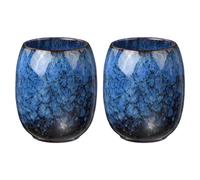 HARFINGTON 2pcs Chinese Ceramic Teacup 5.75oz Traditional Gong Fu Tea Set Japanese No Handle Small Tea Cup for Mate Tea Coffee Wine Drinks, Bright Blue