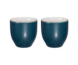 HARFINGTON 2pcs Chinese Ceramic Teacup 5oz Handmade Ceramic Teacups Traditional Gong Fu Tea Set for Mate Tea Coffee Wine Drinks, Dark Green