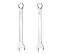 HARFINGTON 2Pcs Combination Wrench 14mm Metric 12-Point Box and Open End 45# Carbon Steel Double Ended Spanner Tool for Automotive Pipe Furniture Machinery DIY Repair, Silver White