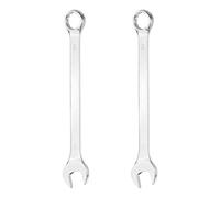 HARFINGTON 2Pcs Combination Wrench 24mm Metric 12-Point Box and Open End 45# Carbon Steel Double Ended Spanner Tool for Automotive Pipe Furniture Machinery DIY Repair, Silver White