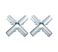 HARFINGTON 2Pcs End Rail Clamps Fit for 13/16" Conduit Carbon Steel 1.8mm Thick 5-Ways Chain Link Fence Fittings Galvanized Pipe 5-Ways Connectors with Bolts & Nuts for DIY Shelf Rack Cart