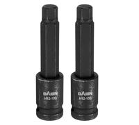 HARFINGTON 2pcs H12 Hex Bit Socket 100mm/3.94" Length 1/2" Square Drive Metric Extension Impact Bit Power Nut Driver Set S2 Steel Socket Ratchet Wrench Bits, Black