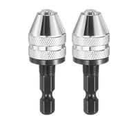 HARFINGTON 2pcs Keyless Drill Chuck 1/4" Hex Shank Chuck Conversion Adapter 0.012"-0.14" Quick Change for Round-Shank Cordless Screwdrivers Drills Power DIY Tools, Silver