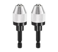 HARFINGTON 2pcs Keyless Drill Chuck 1/4" Hex Shank Chuck Conversion Adapter 0.012"-0.24" Quick Change for Round-Shank Cordless Screwdrivers Drills Power DIY Tools, Silver