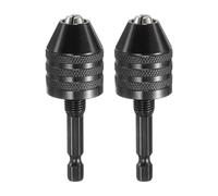 HARFINGTON 2pcs Keyless Drill Chuck 1/4" Hex Shank Chuck Conversion Adapter 0.012"-0.3" Quick Change for Round-Shank Cordless Screwdrivers Drills Power DIY Tools, Black