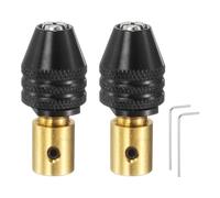 HARFINGTON 2pcs Keyless Drill Chuck 9mm Round Shank 2mm Hole Dia. Chuck Conversion Adapter 0.012"-0.13" Quick Change for Round-Shank Cordless Screwdrivers Drills Power DIY, Black