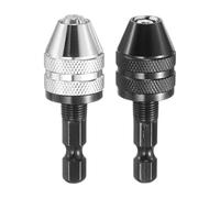 HARFINGTON 2pcs Keyless Drill Chuck Set 0.3-8.0 mm Chuck Conversion Adapter with 1/4" Shank for Electric Drills, Cordless Screwdrivers, and Rotary Tools, Black and Silver