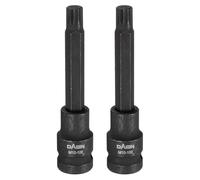 HARFINGTON 2pcs M10 Triple Square Bit Socket 100mm/3.94" Length 1/2" Square Drive 12 Point Spline Extension Impact Bit Power Nut Driver Set S2 Steel Socket Ratchet Wrench Bits, Black