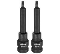 HARFINGTON 2pcs M5 Triple Square Bit Socket 100mm/3.94" Length 1/2" Square Drive 12 Point Spline Extension Impact Bit Power Nut Driver Set S2 Steel Socket Ratchet Wrench Bits, Black