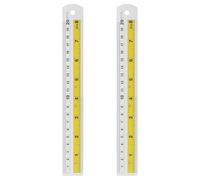 HARFINGTON 2pcs Metal Straight Ruler 20cm Metric SAE Aluminum Alloy Measuring Rulers Scale Tool with Hole for Measure Study Reading Classroom Office, Yellow
