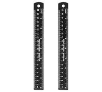 HARFINGTON 2pcs Metal Straight Ruler 20cm Metric SAE Aluminum Alloy Measuring Rulers Scale Tool with Hole for Measure Study Reading Classroom Office, Black