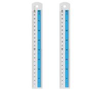 HARFINGTON 2pcs Metal Straight Ruler 20cm Metric SAE Aluminum Alloy Measuring Rulers Scale Tools with Hole for Measure Study Reading Classroom Office, Blue