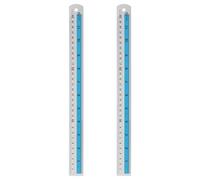 HARFINGTON 2pcs Metal Straight Ruler 30cm Metric SAE Aluminum Alloy Measuring Rulers Scale Tools with Hole for Measure Study Reading Classroom Office, Blue