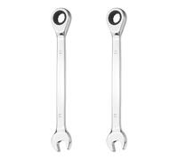 HARFINGTON 2Pcs Ratcheting Combination Wrench 11mm Metric 12-Point Ratchet Box and Open End CR-V Steel Double Ended Spanner for Automotive Pipe Furniture Machinery DIY Repair, Silver White