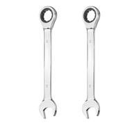 HARFINGTON 2Pcs Ratcheting Combination Wrench 32mm Metric 12-Point Ratchet Box and Open End CR-V Steel Double Ended Spanner for Automotive Pipe Furniture Machinery DIY Repair, Silver White