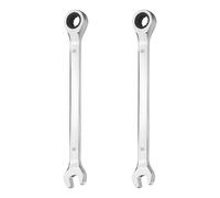 HARFINGTON 2Pcs Ratcheting Combination Wrench 8mm Metric 12-Point Ratchet Box and Open End CR-V Steel Double Ended Spanner for Automotive Pipe Furniture Machinery DIY Repair, Silver White