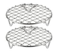 HARFINGTON 2pcs Round Cooking Rack 4.7-inch 304 Stainless Steel Cross Wire Barbecue Grill Net with 20mm Legs for Cooking Baking Steaming BBQ
