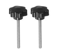 HARFINGTON 2pcs Star Knobs M8 x 90mm 304 Stainless Steel Threaded Stud 46mm Plastic 6-Star Head Hand Tightening Thumb Screw Clamping Jig Knob Handle, Black