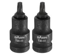 HARFINGTON 2pcs T30 Torx Bit Socket 55mm/2.17" Length 1/2" Square Drive Star 6 Point Extension Impact Bit Power Nut Driver Set S2 Steel Socket Ratchet Wrench Bits, Black