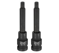 HARFINGTON 2pcs T45 Torx Bit Socket 100mm/3.94" Length 1/2" Square Drive Star 6 Point Extension Impact Bit Power Nut Driver Set S2 Steel Socket Ratchet Wrench Bits, Black