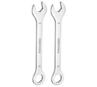 HARFINGTON 2pcs Thin Combination Wrench 9mm Offset 6-Point Ended Box & 15° Angled Open End Mini Combination Wrench 30Cr13 Stainless Steel Quenching Polish Metric Spanner for Auto Repairs