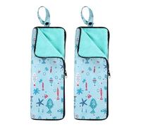 HARFINGTON 2pcs Wet Umbrellas Bag 4.9" x 13.4" Superfine Fiber Strong Water Absorption Umbrella Case Cover Portable Waterproof Case for Storage Travel Home Outdoor, Sky Blue