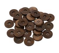 HARFINGTON 30pcs 48L DIY Sewing Buttons 1-3/16"(30mm) Wooden Round Flat 4-Hole Craft Replacement Buttons for Sewing Clothing Handmade Crafts, Brown