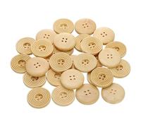 HARFINGTON 30pcs 48L DIY Sewing Buttons 1-3/16"(30mm) Wooden Round Flat 4-Hole Craft Replacement Buttons for Sewing Clothing Handmade Crafts, Beige