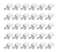 HARFINGTON 30pcs Shelf Support Peg 5mm(1/5 Inch) Zinc Alloy Adjustable Cabinet Holders Pegs with Silicone Suction Cups for Furniture Bookcases Wardrobe Kitchen Cupboard, Silver Tone