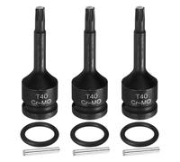 HARFINGTON 3pcs 1/2" Drive Torx Bit Socket T40 Impact 6 Point Star Bit Sockets CR-MO Steel with Cotter Pin and O-ring for Power Drill Drivers Garage Workshop Adapter
