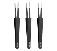HARFINGTON 3pcs 4.53" Long ESD-13 Anti-static Straight Round Tip Tweezers Stainless Steel Non-magnetic Precision Tweezers for Various Electronics Precise Repair
