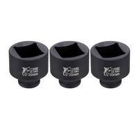 HARFINGTON 3pcs 4 Point Square Socket 1/2" Drive 30mm Metric Square Impact Socket 1.6" (40mm) Long 40CR Steel Phosphating Standard Wheel Sleeve Tool for Auto Repair Mechanical Home Use